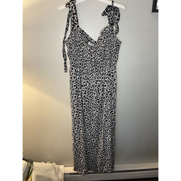 Diane Von Furstenberg Target Size 2X Smocked Tie Strap Neutral Poppy Midi Dress - Picture 4 of 5